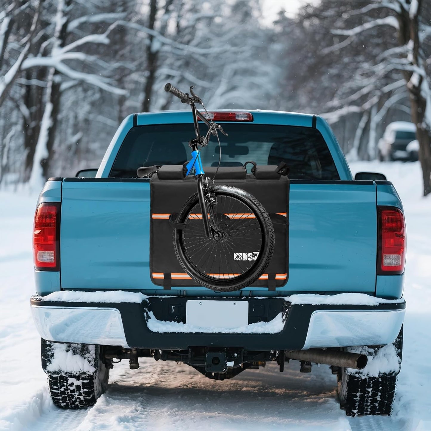 MDSTOP Tailgate Pad - Mountain Bike Protector with Reflective Strips | Scratch Resistant for 2 Bikes (Black, M)