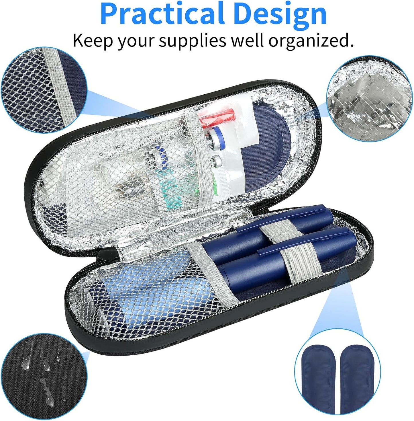 Skiennix Insulin Pen Cooler Case - Travel-Friendly Design with 2 Reusable TSA-Approved Ice Packs | Black