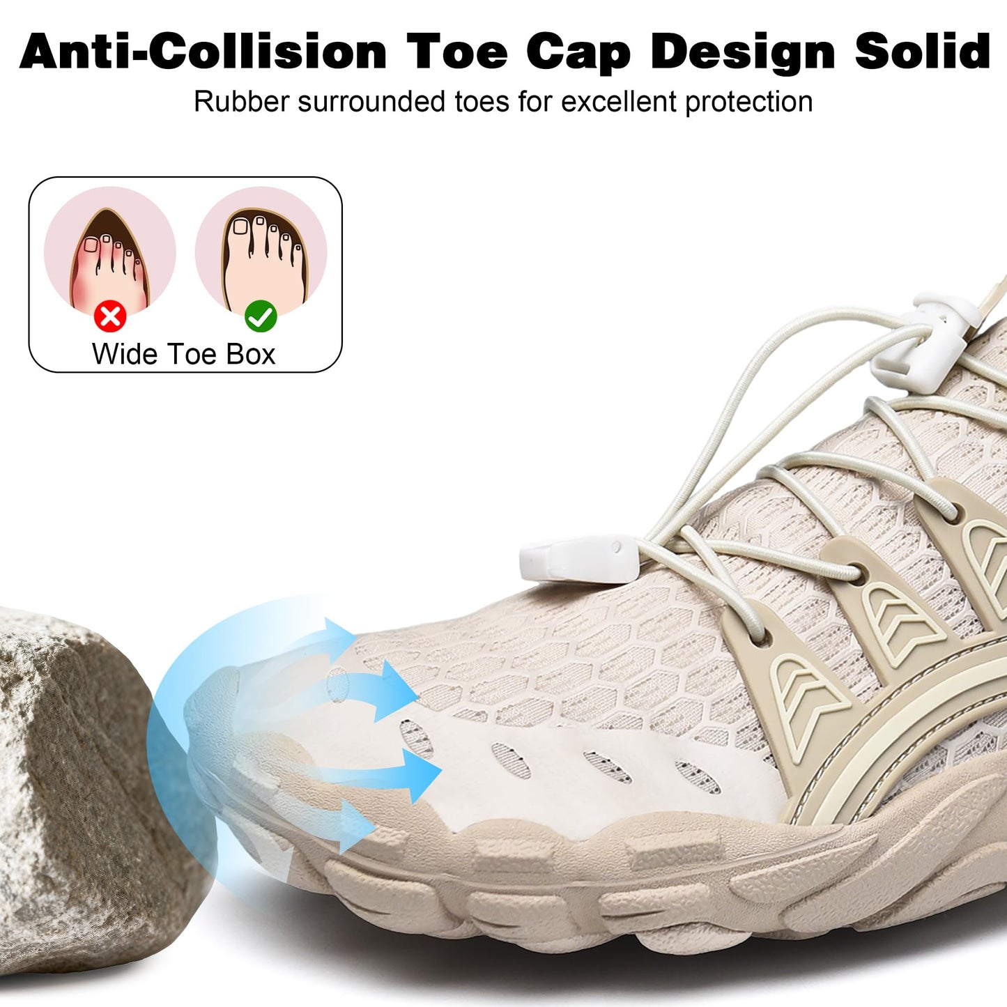 Beige Water Shoes for Women and Men, Swim Beach Hiking Quick-Dry Aqua Shoes, Lightweight Barefoot Feel Non-Slip Pool Shoes for Travel Outdoor Activitie