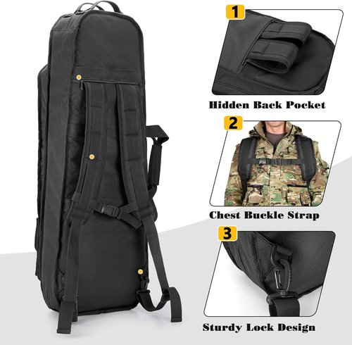 GOBUROS Tactical Rifle Bag - 36” Soft Case with 3 Magazine Holders & Padded Straps | Molle System for Hunting