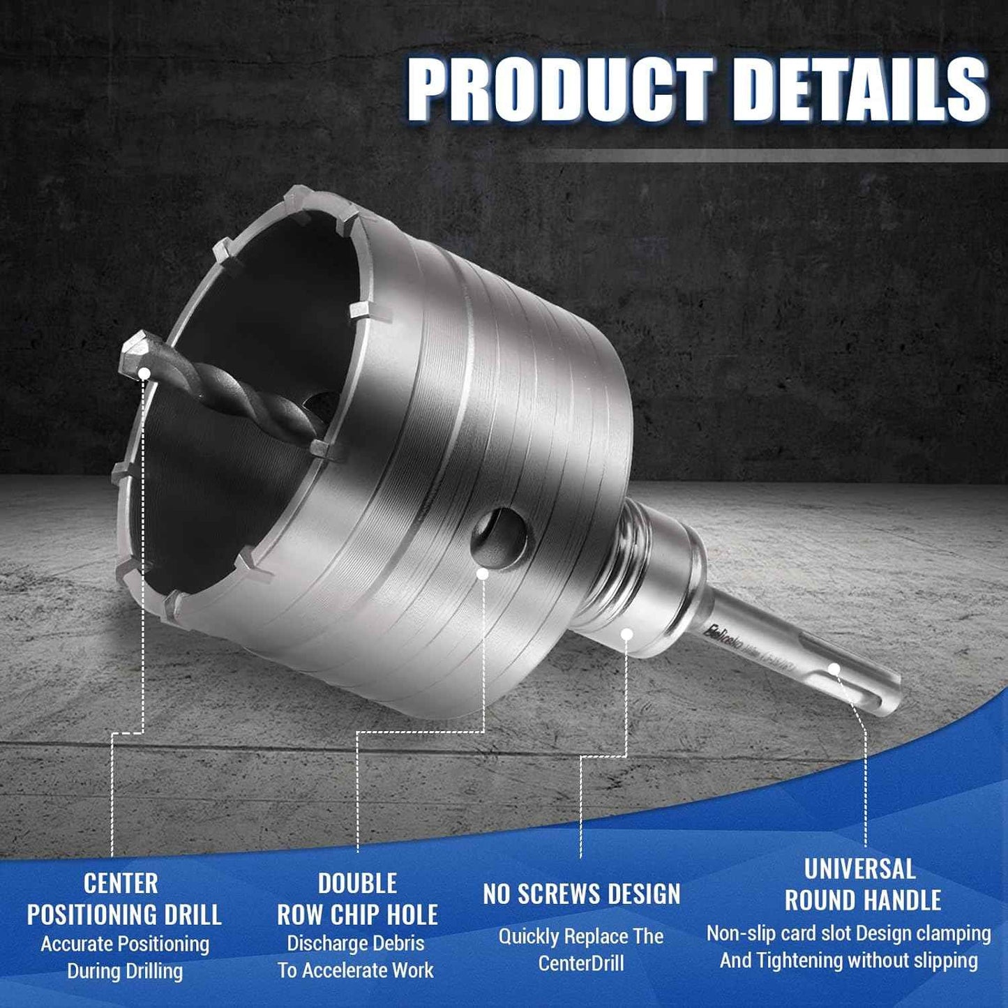 Concrete Hole Saw Kit with Dust Bowl - 30-115mm SDS Plus Set for Brick, Stone & Cement