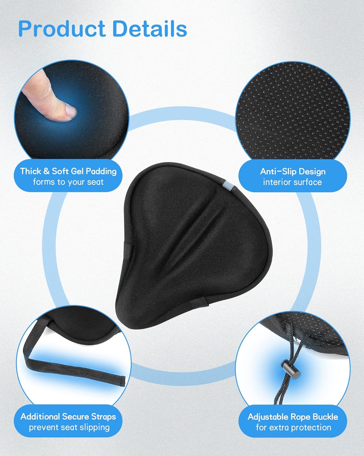 Skiennix Bike Seat Cushion - Gel Cover for Ultimate Comfort | 11x10 Inch for Indoor & Outdoor Use