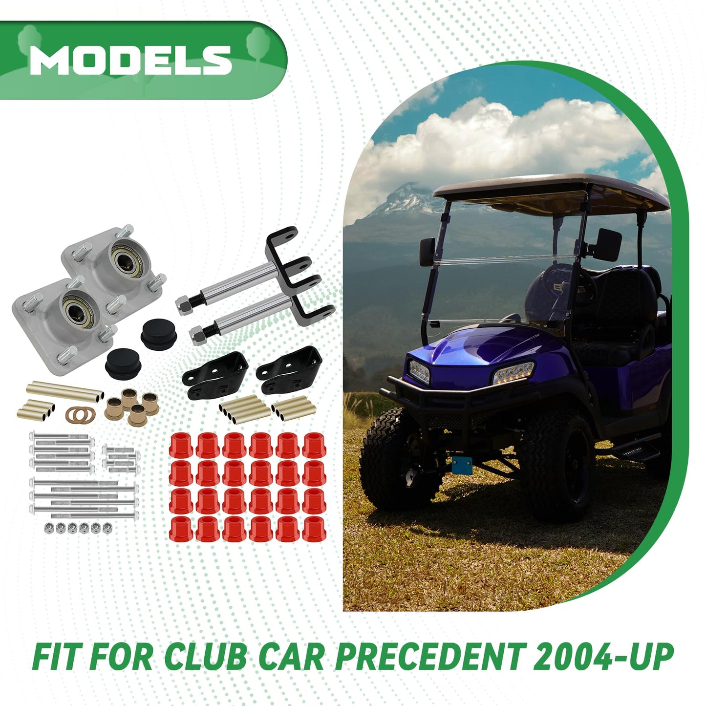 XUANYUDG0769 Golf Cart Club Car Precedent Gas and Electric Deluxe Front End Repair Kits 2004-Up,Red Rubber Sleeve Bushing Kits