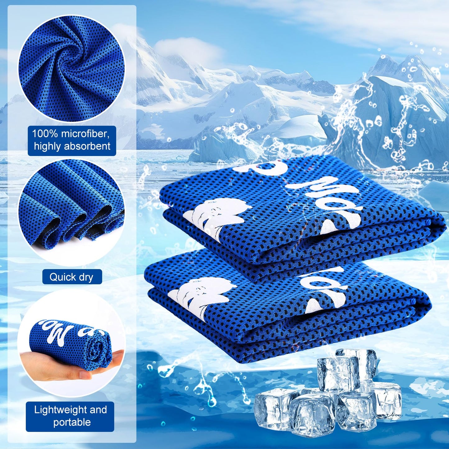 HunnmingRe 30 Pack Cooling Towels Bulk 40" x 12", Soft Quick Dry Microfiber Sweat Rag for Neck and Face, Inspirational Towel Gift for Football Team Workout, Swimming, Gym, Running, Yoga and Sports