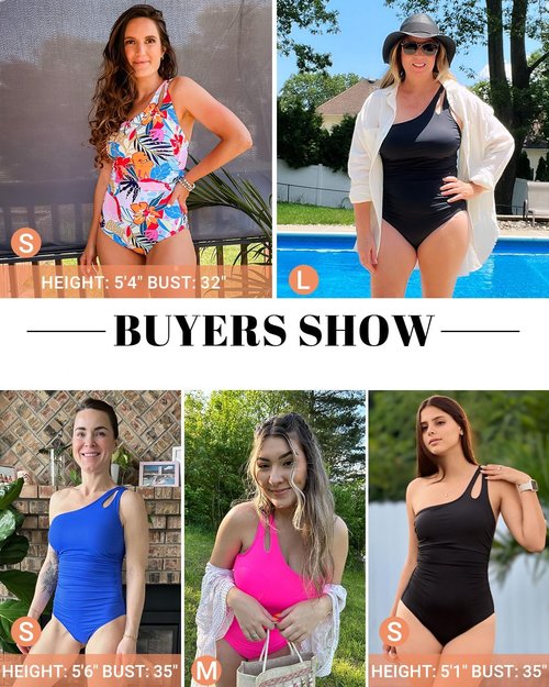 Holipick One Shoulder One Piece Swimsuit - Tummy Control & Modest Full Coverage | Keyhole Design