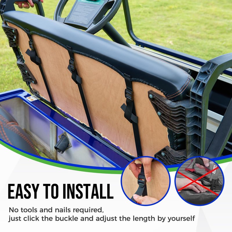 Tecoom Front and Back Seat Covers Custom Fit for EZGO TXT Golf Cart 2 Seats, OEM Fitted Vinyl Seat Cushion Protector Cover with Padded, No Stapler Required, Waterproof EZGO TXT Golf Cart Accessories