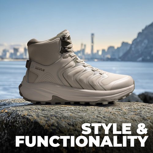 NORTIV 8 Women's Hiking Boots Waterproof with Arch Support Sneakers Walking Outdoor Comfortable Lightweight Boot Echo Mid,Size 8.5,Khaki,NWUMHB2502