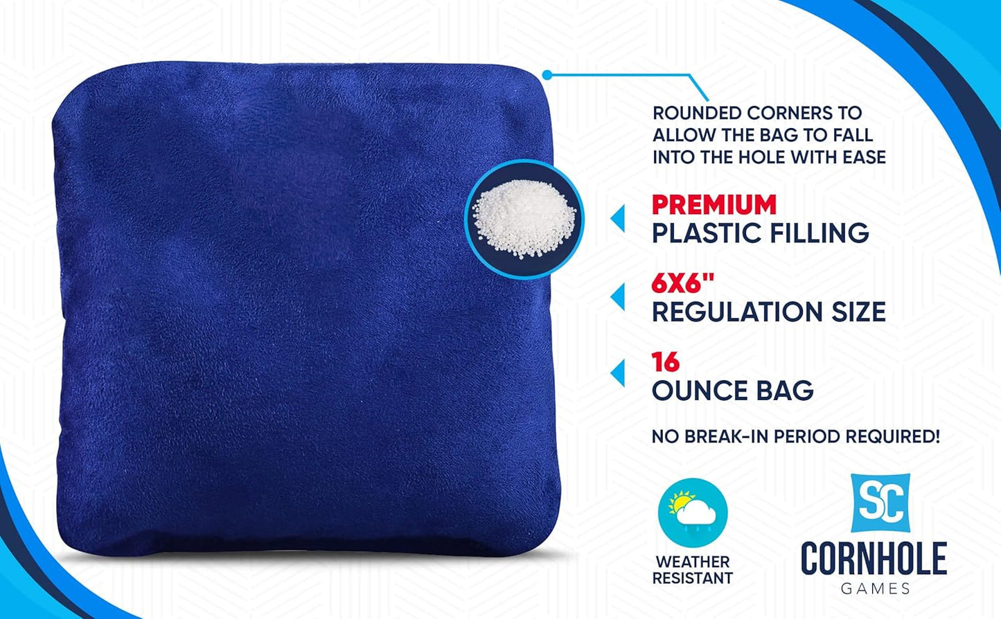 Skiennix Professional Dual-Sided Cornhole Bags | 16 oz 6x6 with Premium Resin Fill - Official Tournament Approved