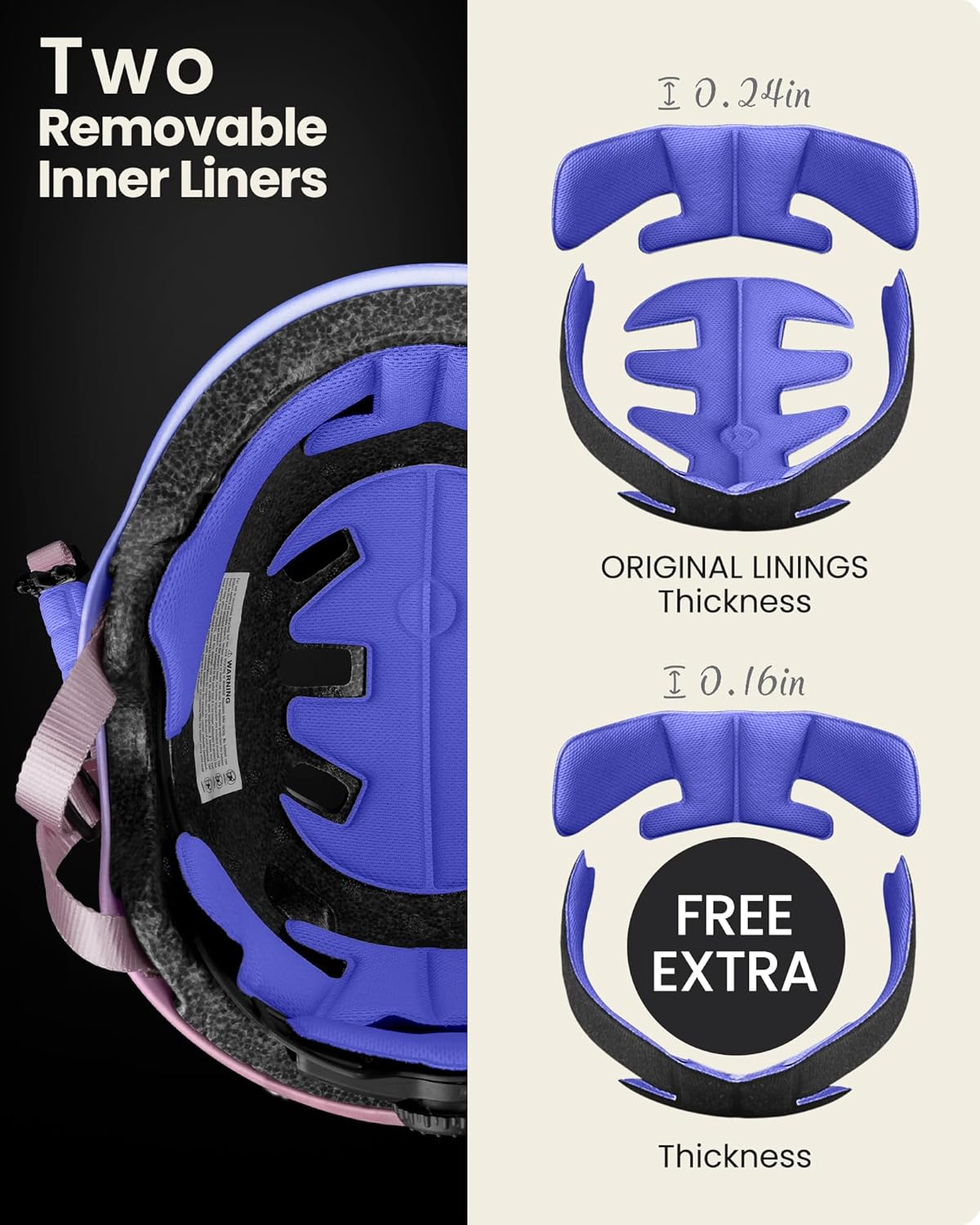 OutdoorMaster Skateboard Cycling Helmet - Multi-Sport Ventilation with Two Removable Liners | For Kids, Youth & Adults