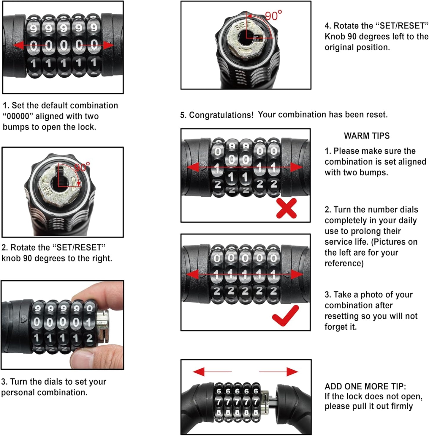 Via Velo Bike Chain Lock - Heavy Duty 5-Digit Resettable Anti-Theft Security Lock | 2.95 Ft for Bicycles, Scooters, and More