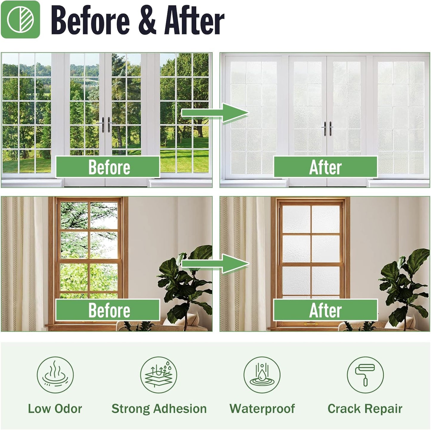 Frosted Glass Window Privacy Paint - 32oz Waterproof & UV Resistant Spray for Bathroom, Kitchen, Sliding Doors