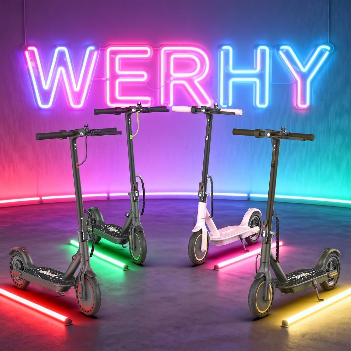 WERHY Foldable Kids Electric Scooter - 350W Motor, 12-16 Miles Range, 19 MPH Speed, Lightweight Design