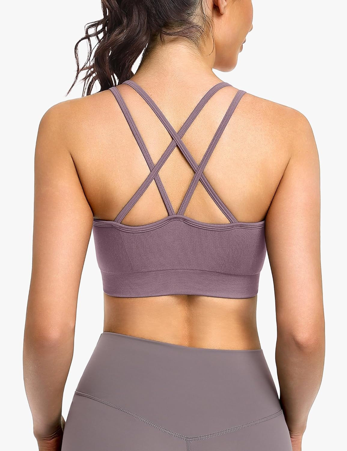 WANAYOU Sports Bras for Women - Strappy Cross Back Medium Support Padded Workout Bra | 3 Pack