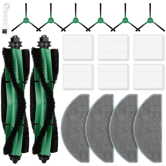 19 Pack Replacement Parts Compatible with iRobot Roomba Essential Y0110/Y0140/Q0120/Q011/Q052/Roomba 104/105 Robot Vacuum, 2 Roller Brush, 6 Filters, 6 Side Brushes, 4 Mop Pads, 1 Cleaning Brush