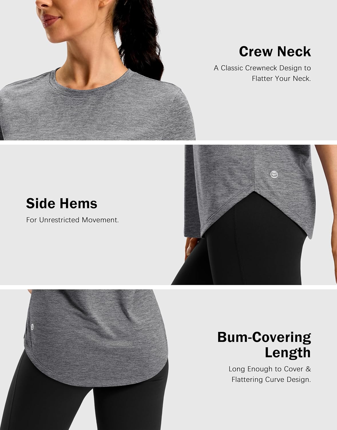 Skiennix Women's Workout Shirt - Lightweight, Bum-Covering Short Sleeve for Hiking & Running | Summer Top