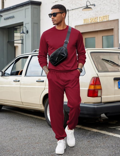 COOFANDY Men's Christmas 2 Piece Tracksuit Sets Crewneck Athletic Sweatsuit Jogging Pullover Shirts Long Sleeve Casual Sports Outfits