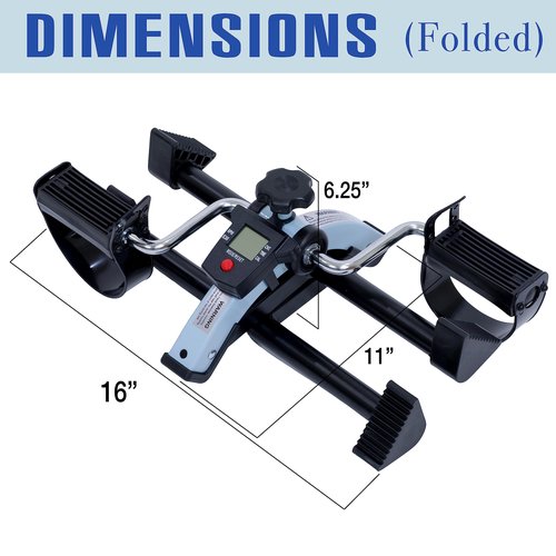 iLiving Under Desk Bike Pedal Exerciser with Electronic Display - Fully Assembled Folding Equipment, Mini Bike for Legs and Arms Workout, Portable and Easy-to-Use with LCD Screen (ILG-688), Blue