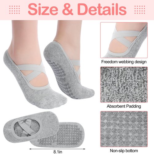 Shihanee 6 Pairs Non Slip Pilates Yoga Gloves Socks with Grip for Women Silicone Dot Grip Fingerless Gloves Socks Pilates Accessories for Ballet Barre Dance Fitness Winter Gifts