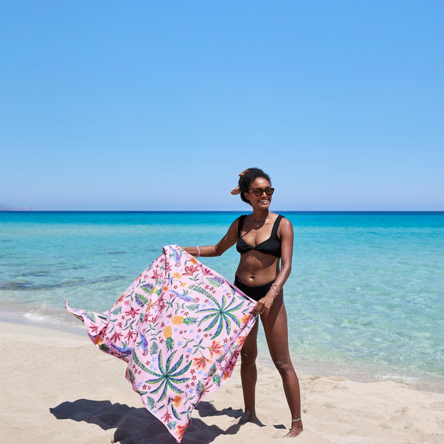 Dock & Bay Beach Towel - Quick Dry, Sand Free - Compact, Lightweight - 100% Recycled - Includes Bag - Pink Paradise - Large (160x90cm, 63x35)
