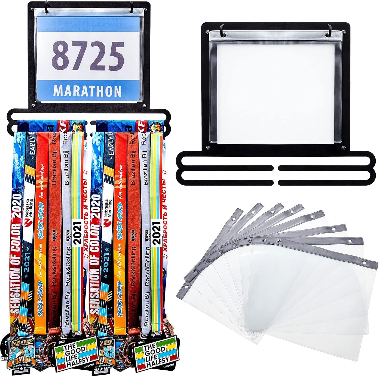 Moxweyeni Race Medal Display - Wall-Mounted Bib Holder for Runners | Perfect Gift for Athletes