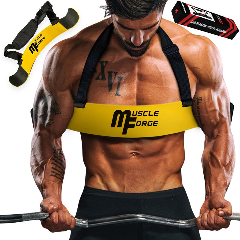 MuscleForge Arm Blaster for Biceps & Triceps for Men with Adjustable Straps, Bicep Blaster Isolator, Bicep Curl Support, Bodybuilding & Weightlifting, Biceps Workout Equipment for Gym