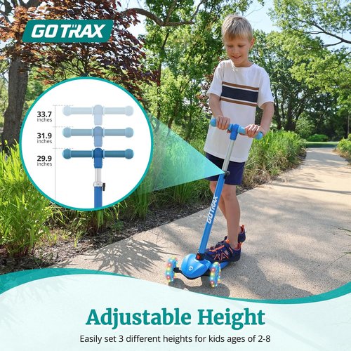 Gotrax KS1 Kids Kick Scooter - LED Lighted Wheels, Adjustable Height, Anti-Slip Deck | For Ages 2-8, Up to 110 Lbs
