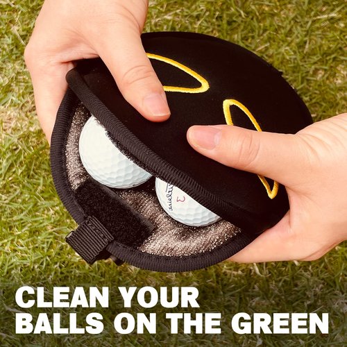 GOLDALIENS Golf Club Cleaner & Ball Cleaning Bag,Original Three-Layer Fabric Waterproof Technology,Golfer's Ultimate Green Clean Scrub Equipment Accessories (Black)