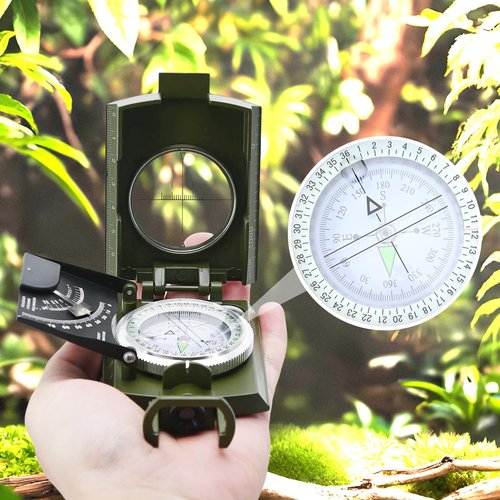 COVVY Compass,Outdoor Military Waterproof Lens Sighting Scout Compass,High Precision Directional Compass Hiking with Survival Gifts Whistle for Hiking Backpacking Camping、Outdoor Navigation