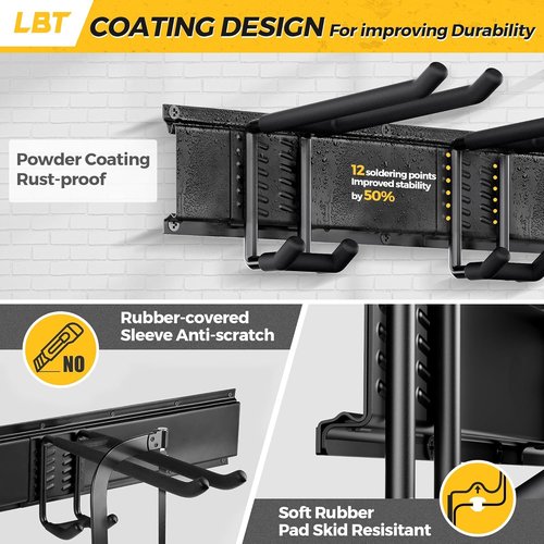 LBT 66 Garage Tool Organizer Wall Mount - Heavy-Duty Metal Storage Rack with Adjustable Hooks | 720lbs Capacity