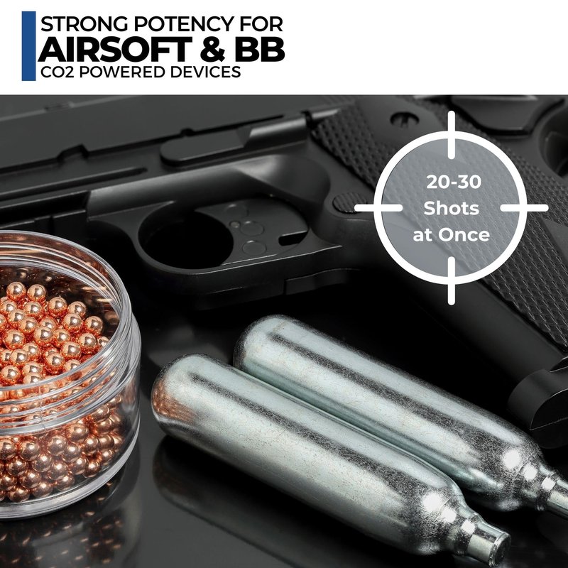 ICO 10pcs 12 Gram Co2 Cartridges Non-Threaded, CO2 cartridges BB Gun, CO2 BB Pistol, Airsoft Pistol, and Paintball Markers