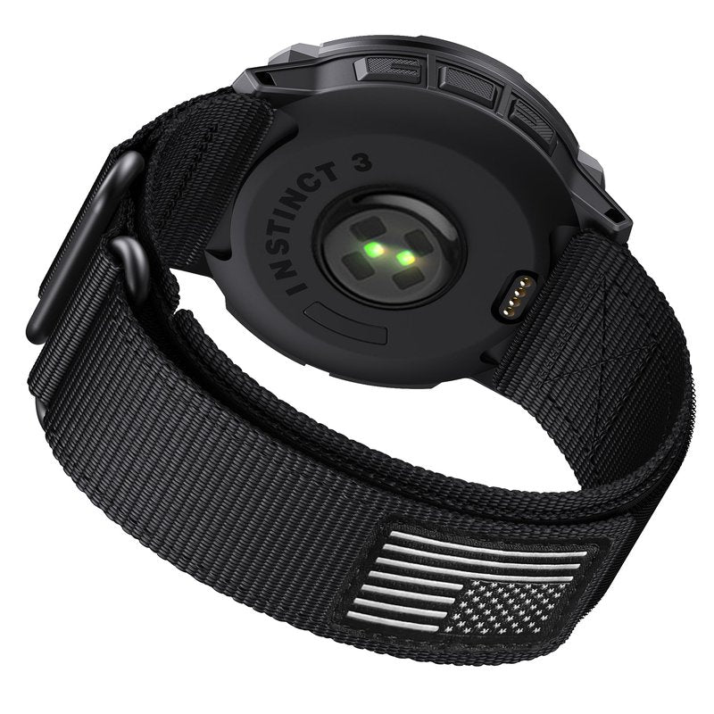 Double Loop Buckle Nylon Strap Compatible with Garmin Instinct 2/2X/3/E Series 45mm/50mm cases – Adjustable Breathable Wristband Fit for Garmin Instinct Standard/Solar/Tactical/Tide/Esports