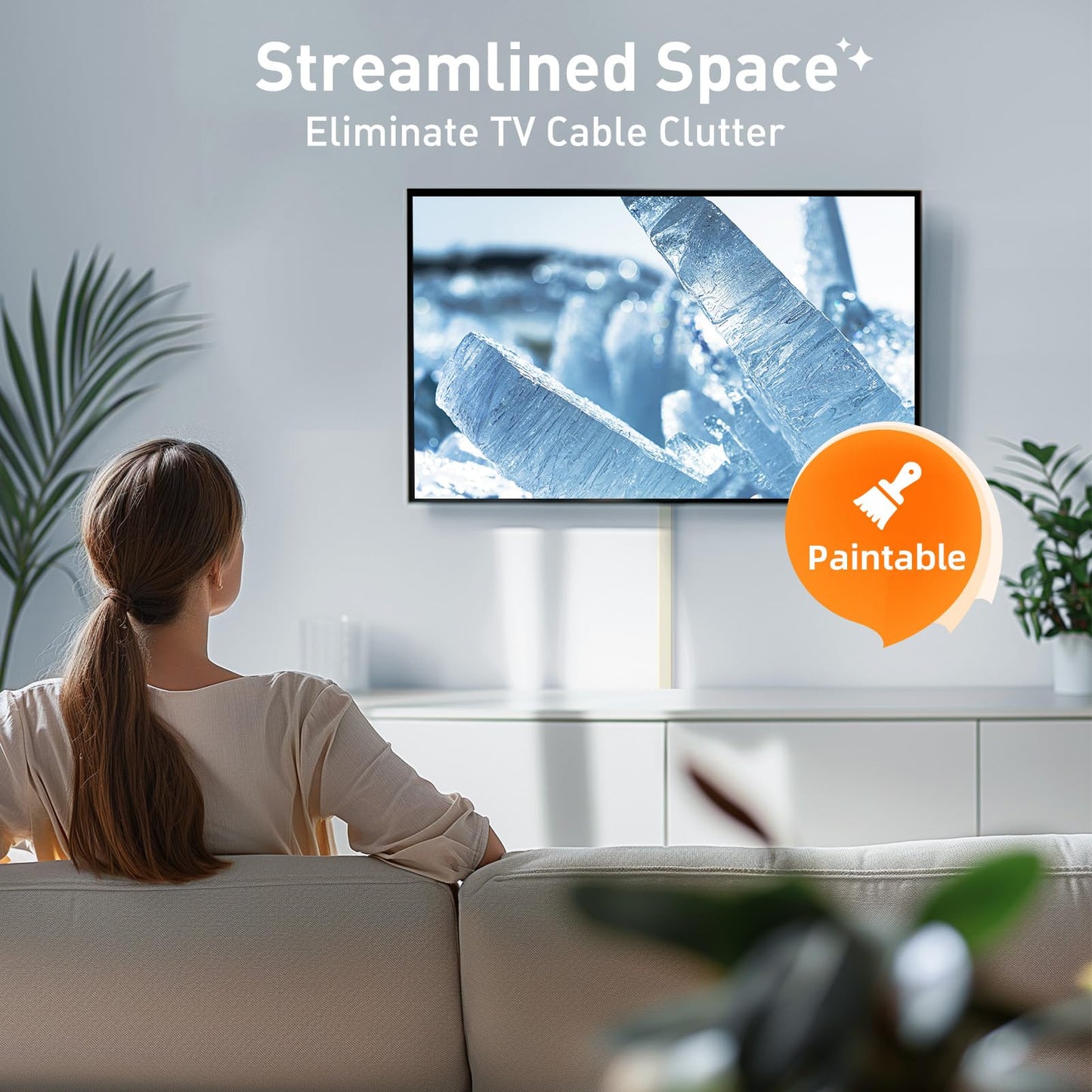 Delamu Beige Cord Hider, 62.8in Beige Cable Hider, Cord Covers for Wires on Wall, Wire Hider Wire Covers for 2-3 Cords for TV on Wall, Easier Setup Cable Cover Management, 4X L15.7 W0.94 H0.47in