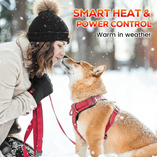 WASOTO Heated Gloves for Men Women,7.4V 22.2WH Electric Rechargeable Windproof Waterproof Touchscreen Heated Ski Gloves for Winter Outdoor Work Fishing Hiking Camping Cycling Driving Raynaud(L)