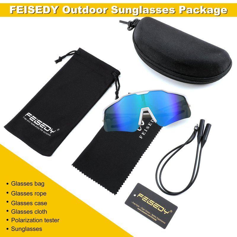 FEISEDY Polarized Youth Sports Sunglasses Teens Cycling Sunglasses TR90 Frame Kids Sport Baseball Glasses for Boys Girls Age8-16 B0032