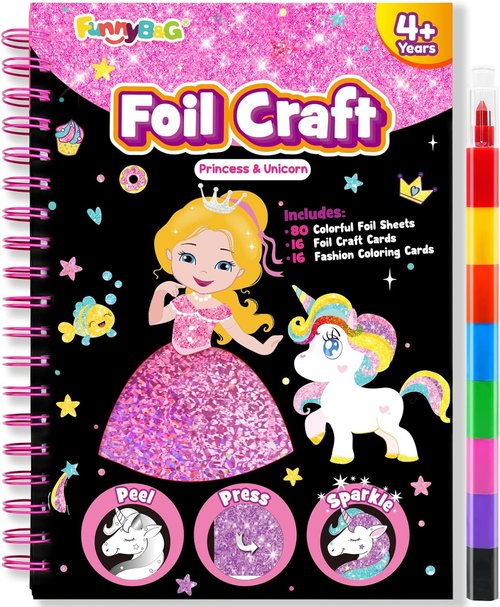 FunnyB&G Foil Art Crafts for Kids - Creative Birthday Gift for Girls Ages 4-8 | Perfect for Mother's Day & Parties