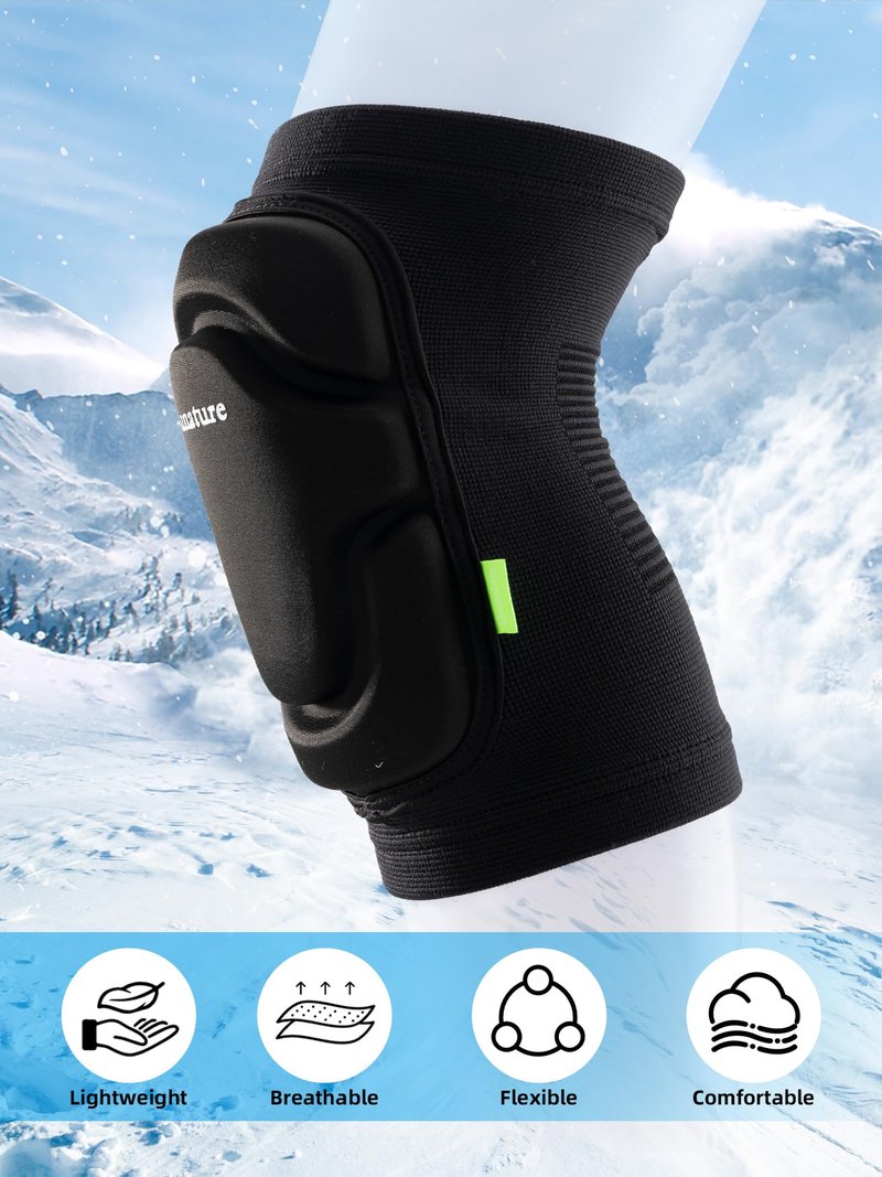QUNATURE Ski Knee Pads Adults Thick EVA Cushion 360 Wrap Breathable Elastic Knit Knee Support for Skiing Snowboarding Skating Volleyball Basketball Cycling Unisex XL