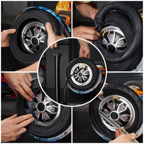 10x2.125 Tire and Inner Tube with 0° Valve Stem Compatible with Self Balancing Scooter, Smart Electric Bike, Bicycle, Tricycle, Stroller Replacement Wheels for 10-inch Tires with 6-inch Rims