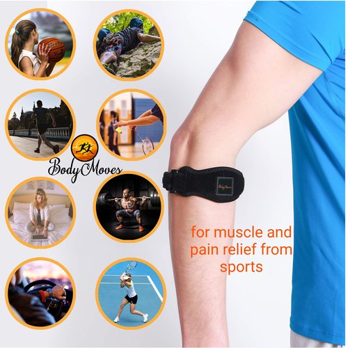 BodyMoves Tennis Elbow Brace (2pcs) plus hot and cold ice pack Support Gear for Sports Daily Use to Reduce Joint Pain and Treat Tendonitis Bursitis, Basketball Golfers elbow, gym