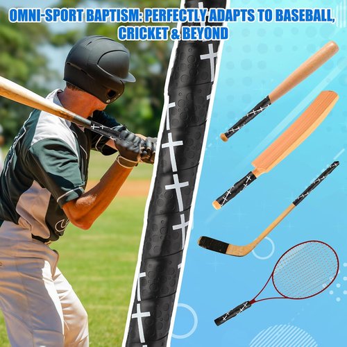 Cross Baseball Bat Grip Tape - 1.75mm Full Adhesive Wrap for Baseball, Softball & Cricket | Enhanced Thickness & Unique Design
