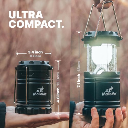MalloMe Camping Lantern - Multicolor 4-Pack LED Lights for Tents & Emergencies | Battery Powered