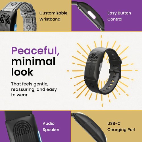 LIAISE Audio Bible Watch with 300+ NIV Verses, WWJD Wearable Scripture Speaker Bracelet, Rechargeable Christian Bible Wristband, Faith Based Gift for Men & Women, White