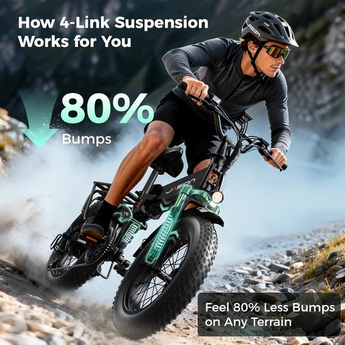 Jasion X-Hunter Foldable Electric Bike - 1400W Motor, 30MPH, 70+ Miles Range, Full Suspension, 20'' Fat Tires, Black & Grey