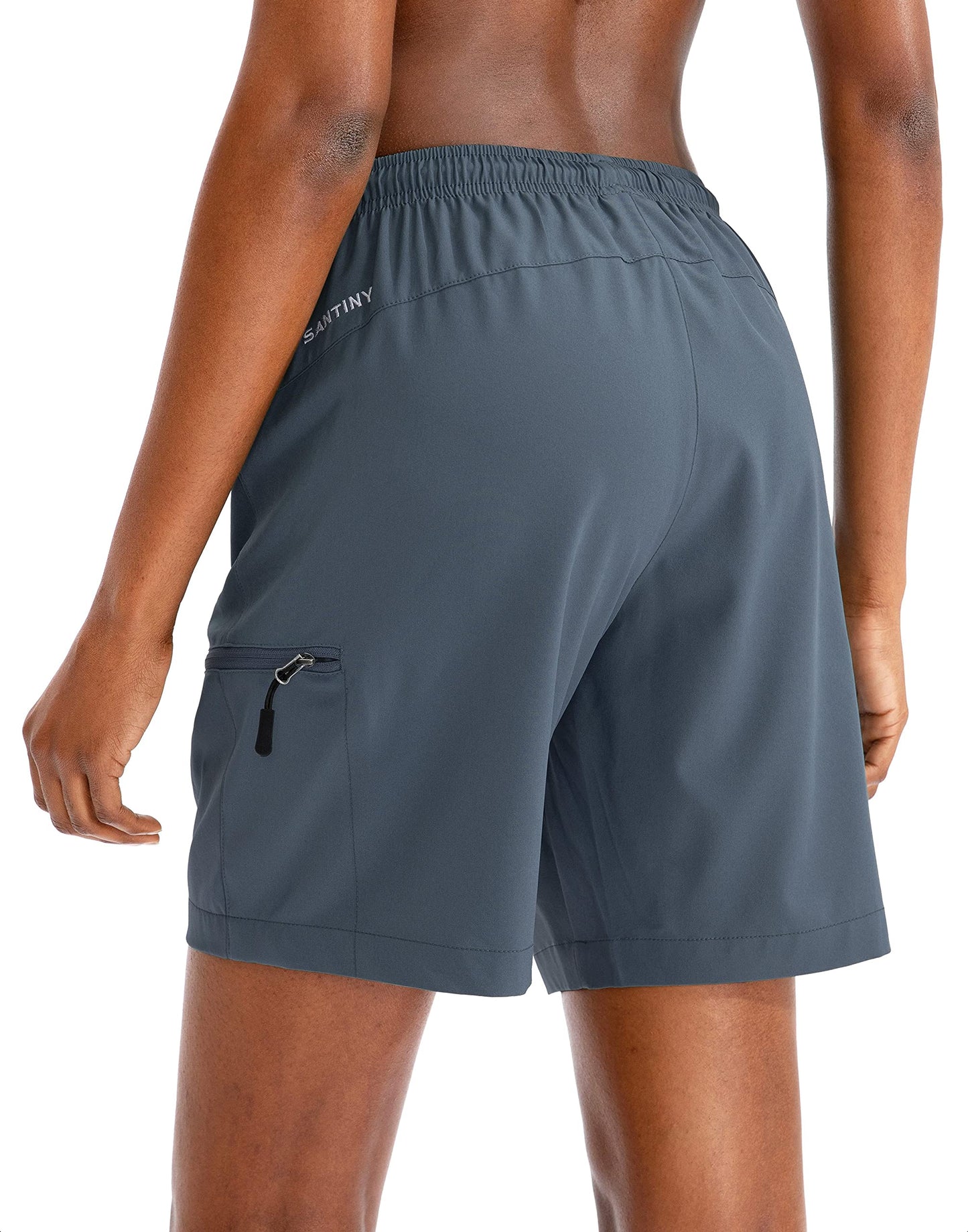 SANTINY Women's 5''/ 7''/9'' Hiking Cargo Shorts Quick Dry Lightweight Summer Shorts for Women Athletic Golf Zipper Pockets(Dusty Blue_XXL)
