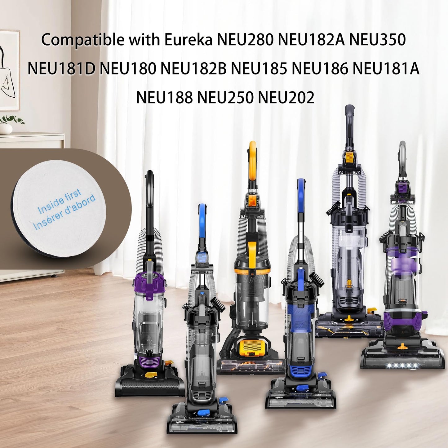 Cherimo NEU280 Filter Replacement for Eureka NEU280 NEU181A NEU182A NEU350 NEU181D NEU180 NEU182B NEU185 NEU186 NEU188 NEU250 NEU202 PowerSpeed Bagless Upright Vacuum,Part E0202