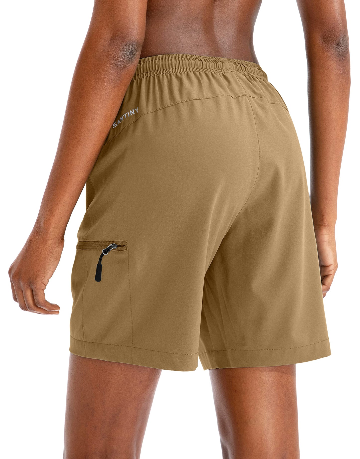 SANTINY Women's 5''/ 7''/9'' Hiking Cargo Shorts Quick Dry Lightweight Summer Shorts for Women Athletic Golf Zipper Pockets(Dark Khaki_3XL)