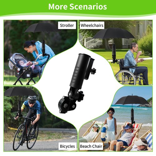 Cartalia Heavy Duty Golf Push Cart Umbrella Holder, Upgraded Aluminium Alloy Base Ultra Windproof, Universal Umbrella Stand for Electric Lawn Mower, Stroller, Wheelchair, Mobility Scooter, Beach Chair