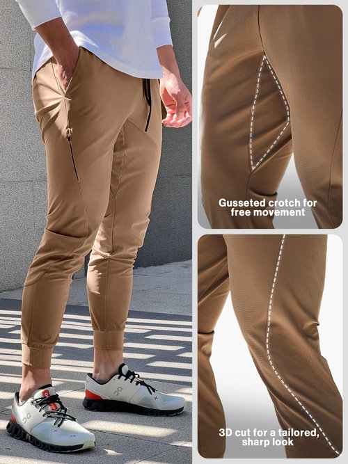 AHA SELECTED Men's Sweatpants Quick-Drying Stretch Sports Trousers Track Pants Running Workout-Stone-2XL