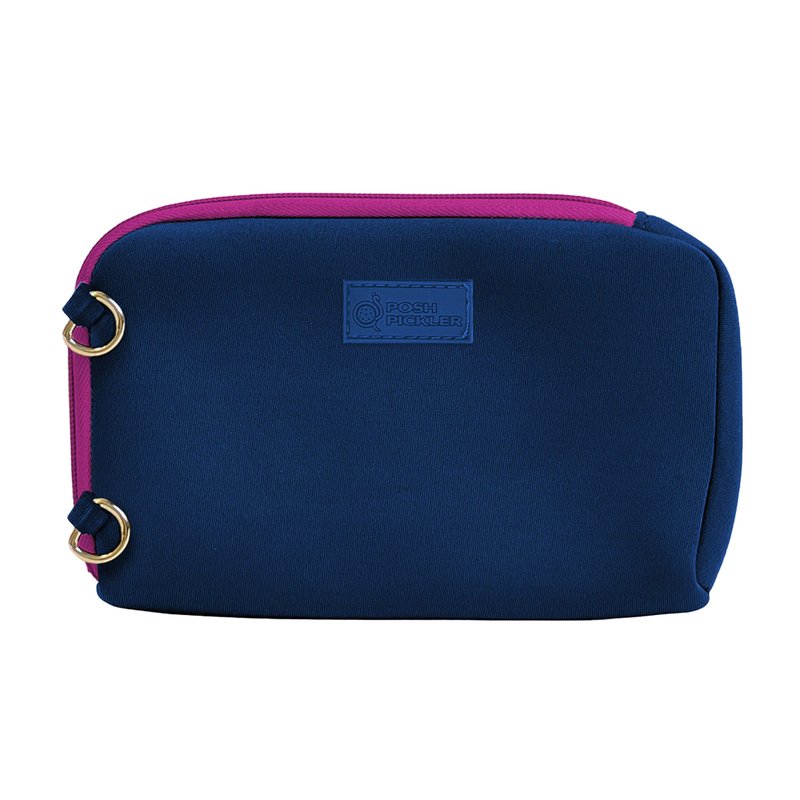 Posh Pickler Clip-On Expandable Neoprene Pouch with Zipper, Weather-Resistant Design, Secure Storage for Keys, Cards, & More, Compatible with Crossbody Paddle Cover & Strap, 7.75" L x 5" W, Navy