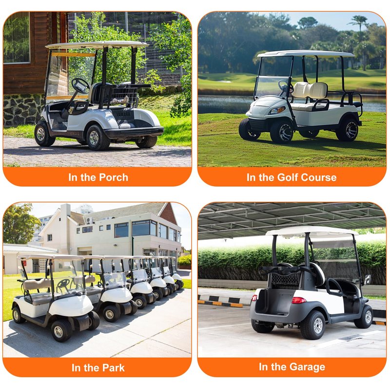 ZOTUEN Golf Cart Covers 4 Passenger, 420D Heavy Duty Golf Cart Rain Cover with Waterproof Zipper and Reflective Strips, Universal Fits for 2+2/4 Seat Yamaha EZGO Honda Club Car