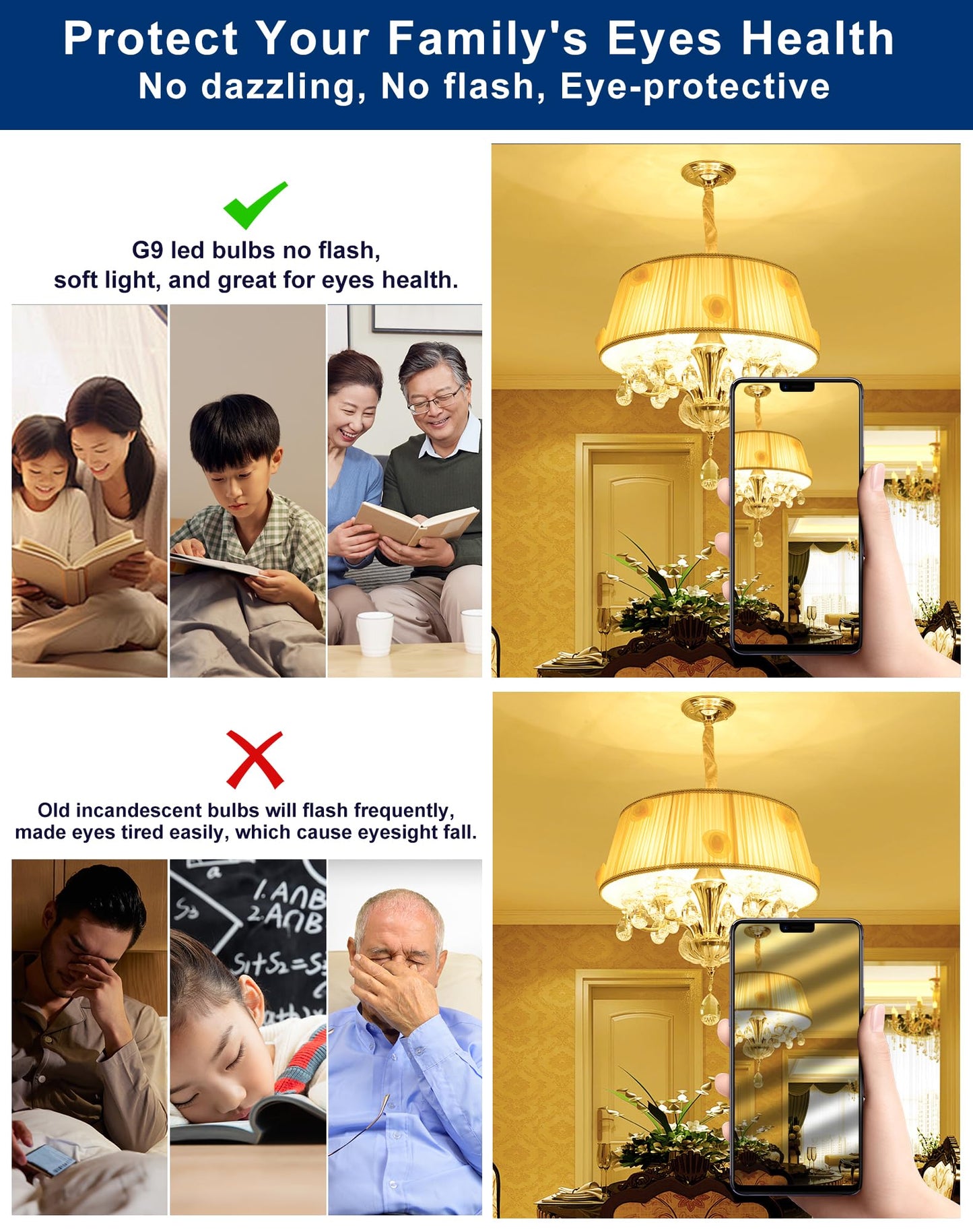 6 Pack G9 LED Bulbs Dimmable, 2700K Soft Warm White, 4W (40W Halogen Equivalent), Bi-Pin G9 Base, 120V 400 Lumens, 360° Beam Angle, 1.5 Inches Tall, Perfect for Chandeliers & Decorative Lighting